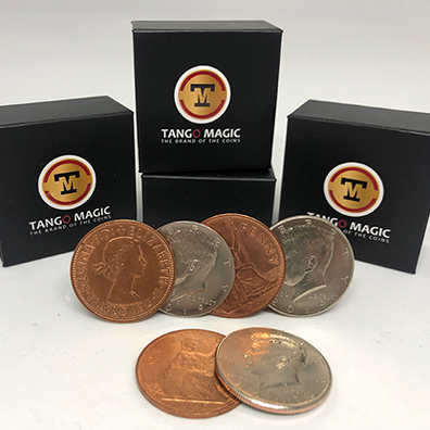 Hopping Half with Expanded Shell Coins & English Penny D0059 by Tango - Trick